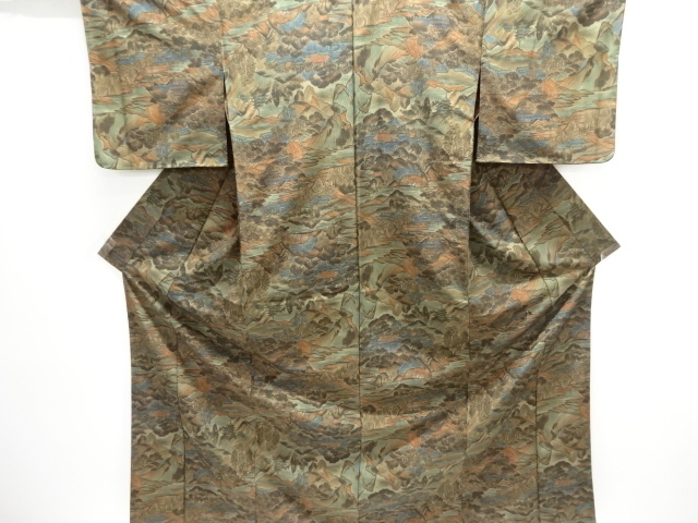 JAPANESE KIMONO / HITOE KOMON / UNUSED / SCENERY OF PAGODA